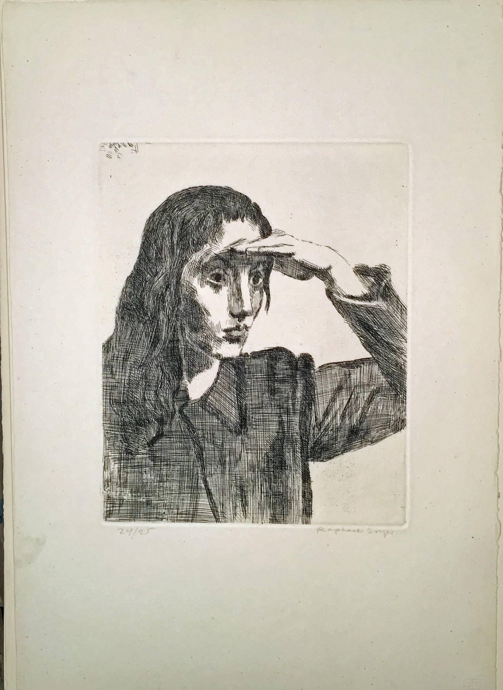 DIECISÉIS GRABADOS - Figurative Print Beige de Raphael Soyer