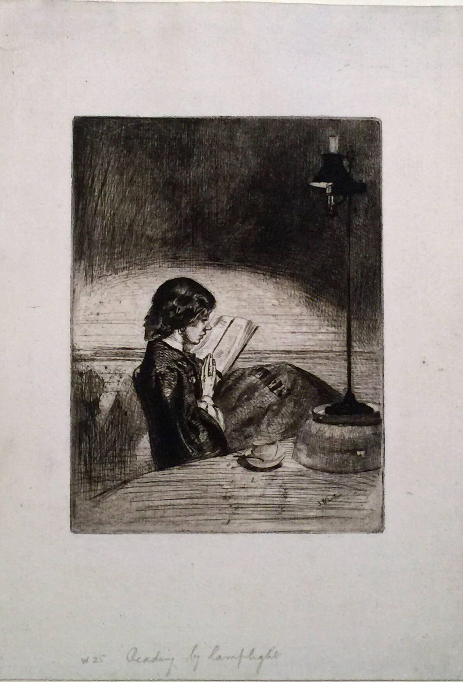 READING BY LAMPLIGHT - Print by James Abbott McNeill Whistler