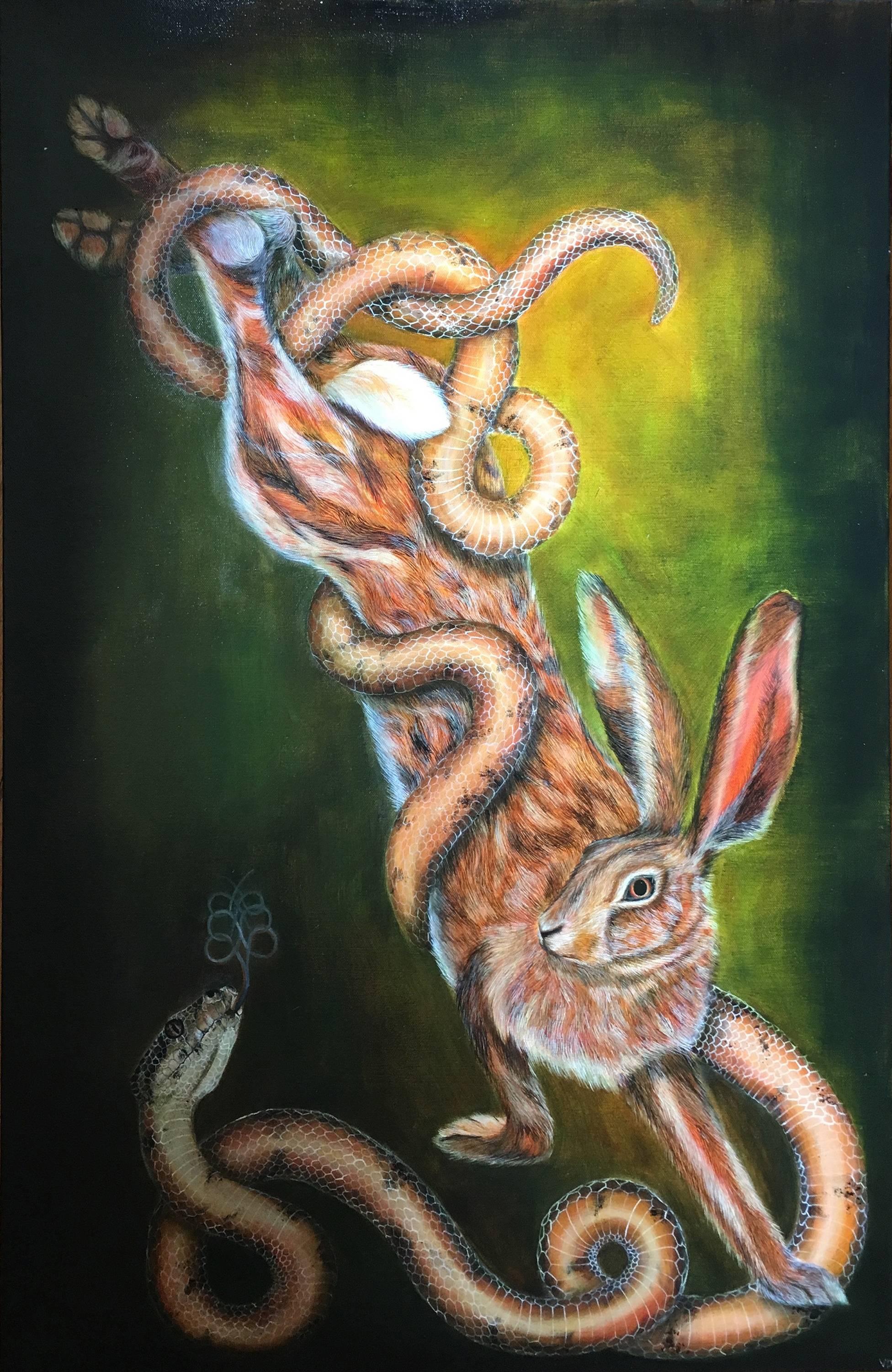 Velia De Iuliis Animal Painting - The Hare and The Snake