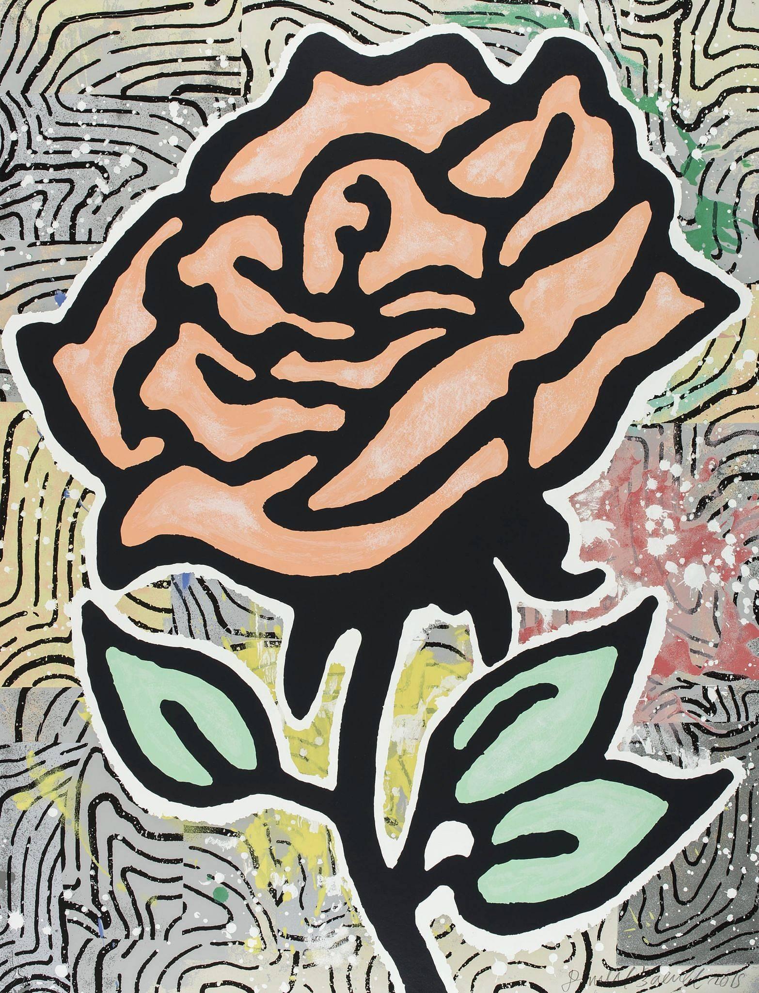 Donald Baechler Still-Life Print - Orange Rose