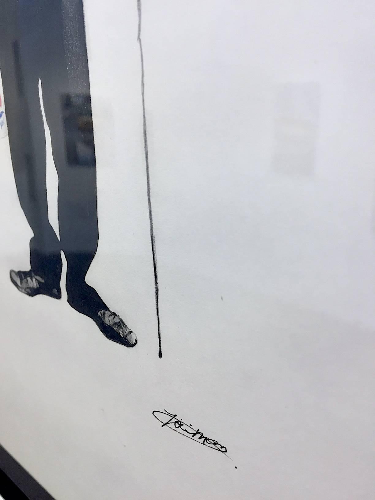 Chaplin shopping (framed in black) (Weiß), Figurative Art, von Zoe Moss