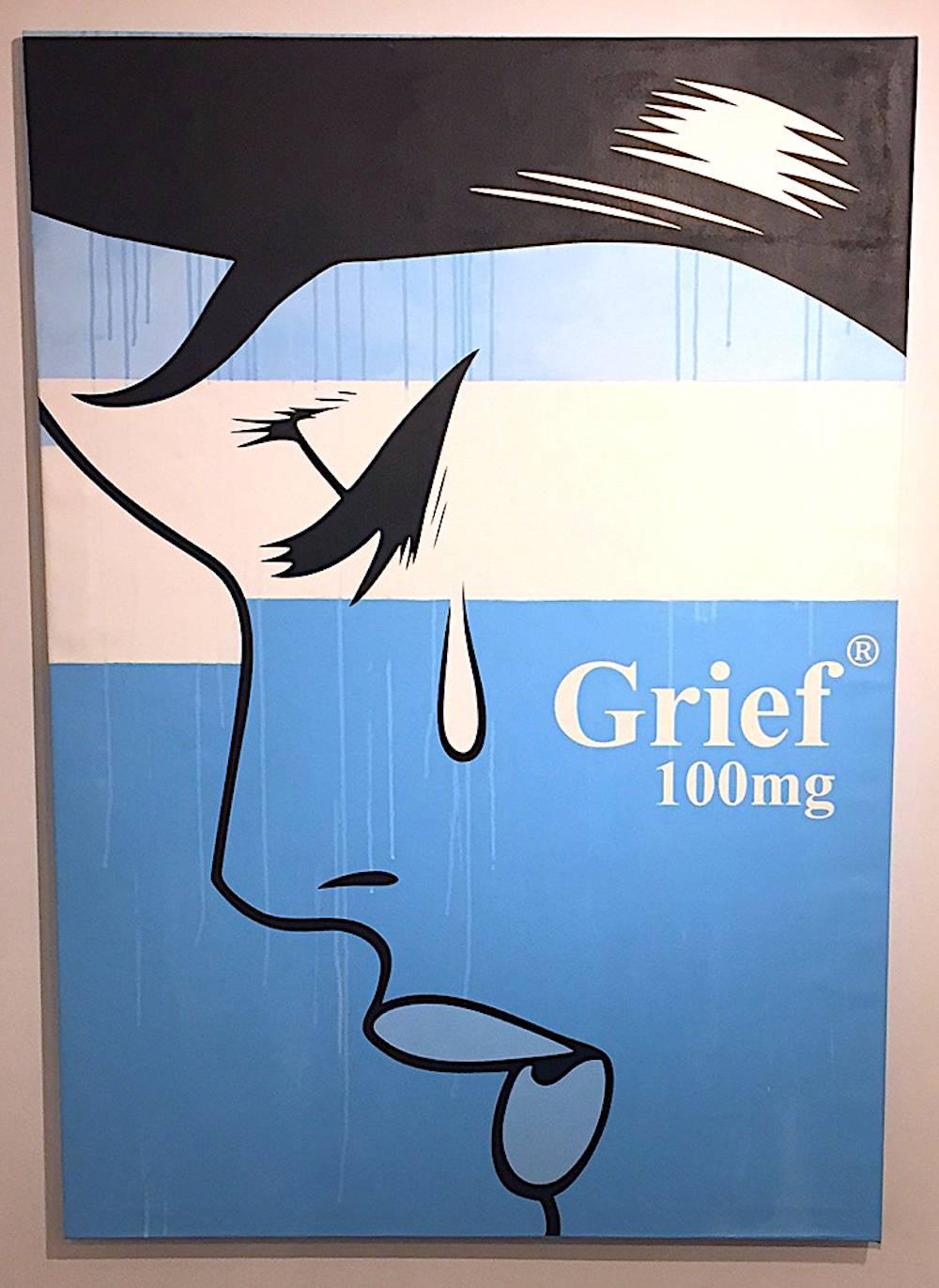 Grief 100ml - Blue Figurative Painting by Ben Frost