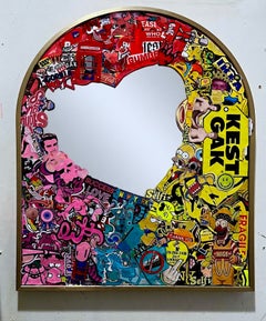 OCD Sticker Bomb Mirror Pop Art Culture Collage Street Art work Banksy
