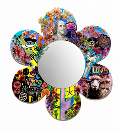 OCD, Sticker Bomb, Specchio, Pop Art, Collage, Arte di strada, Opera d'arte, Fiore, Banksy