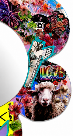 OCD, Sticker Bomb, Specchio, Pop Art, Collage, Arte di strada, Opera d'arte, Fiore, Banksy