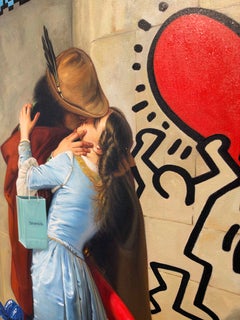 Olio su tela dipinto a mano: Pop Art, Invader, Haring, figurativo, Koons, NYC 38x25