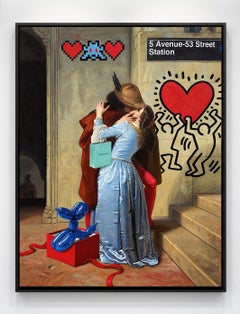 Olio su tela dipinto a mano: Pop Art, Invader, Haring, figurativo, Koons, NYC 38x25