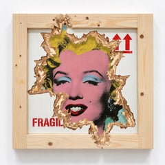 Pop art, caja rota, marco superior, arte callejero, Warhol, Marilyn, rosa