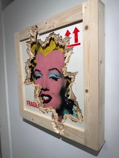 Pop art, caja rota, marco superior, arte callejero, Warhol, Marilyn, rosa