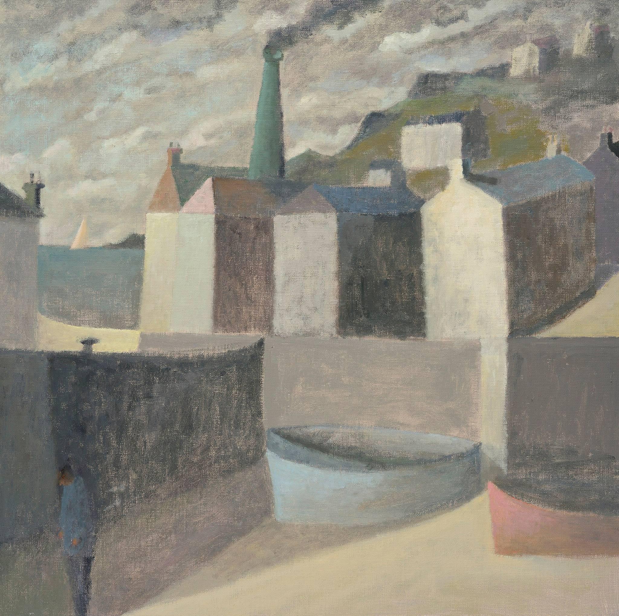 Nicholas Turner Landscape Painting - Harbour with Chimney and Figure