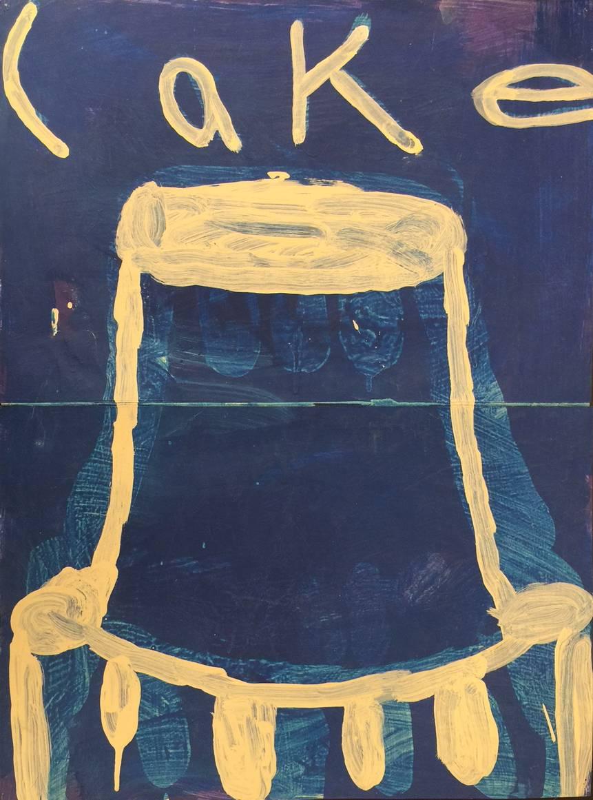 Gary Komarin Abstract Painting - CAKE (dark blue)