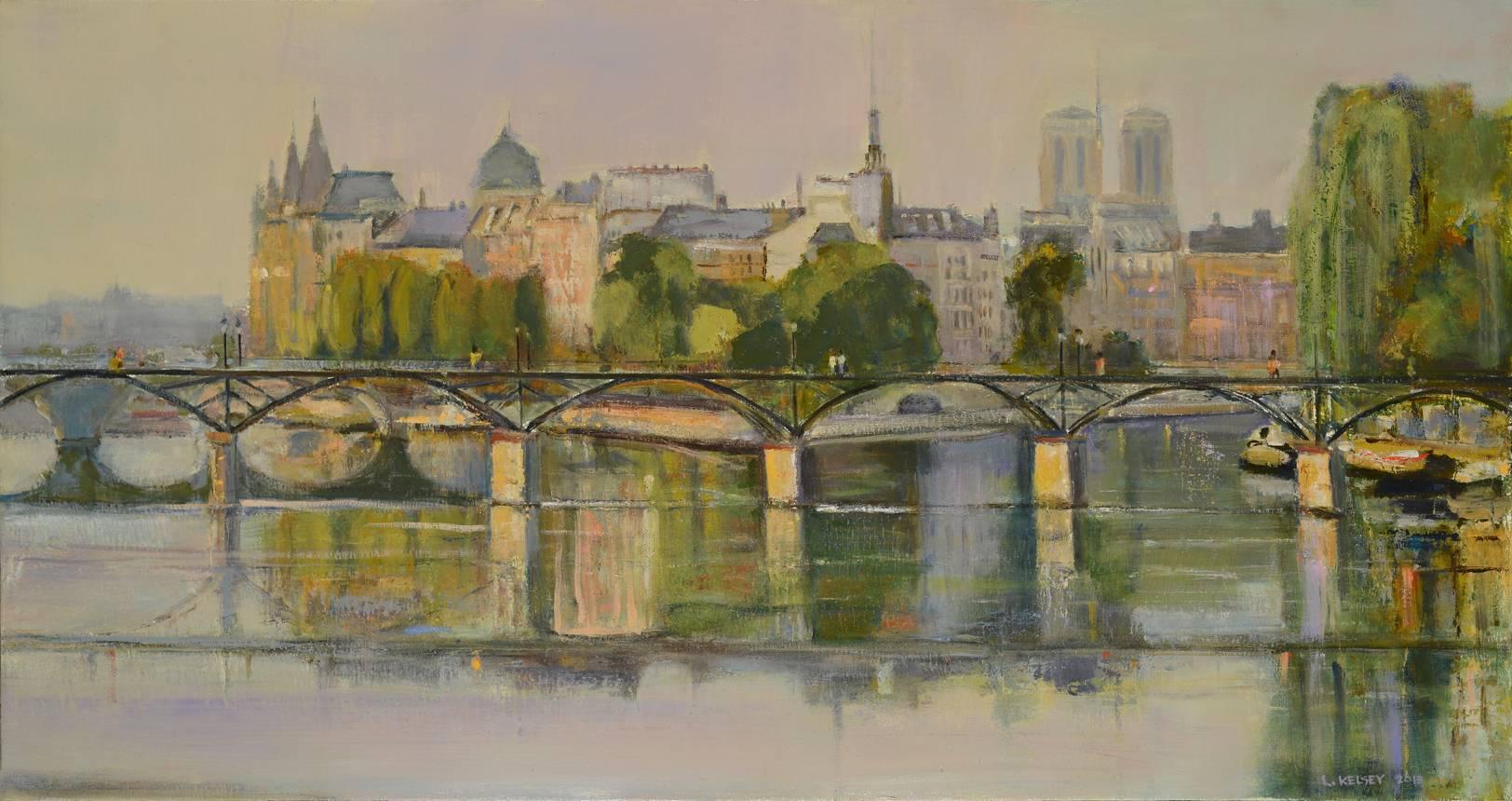 Lawrence Kelsey Landscape Painting - Pont des Arts and Reflections
