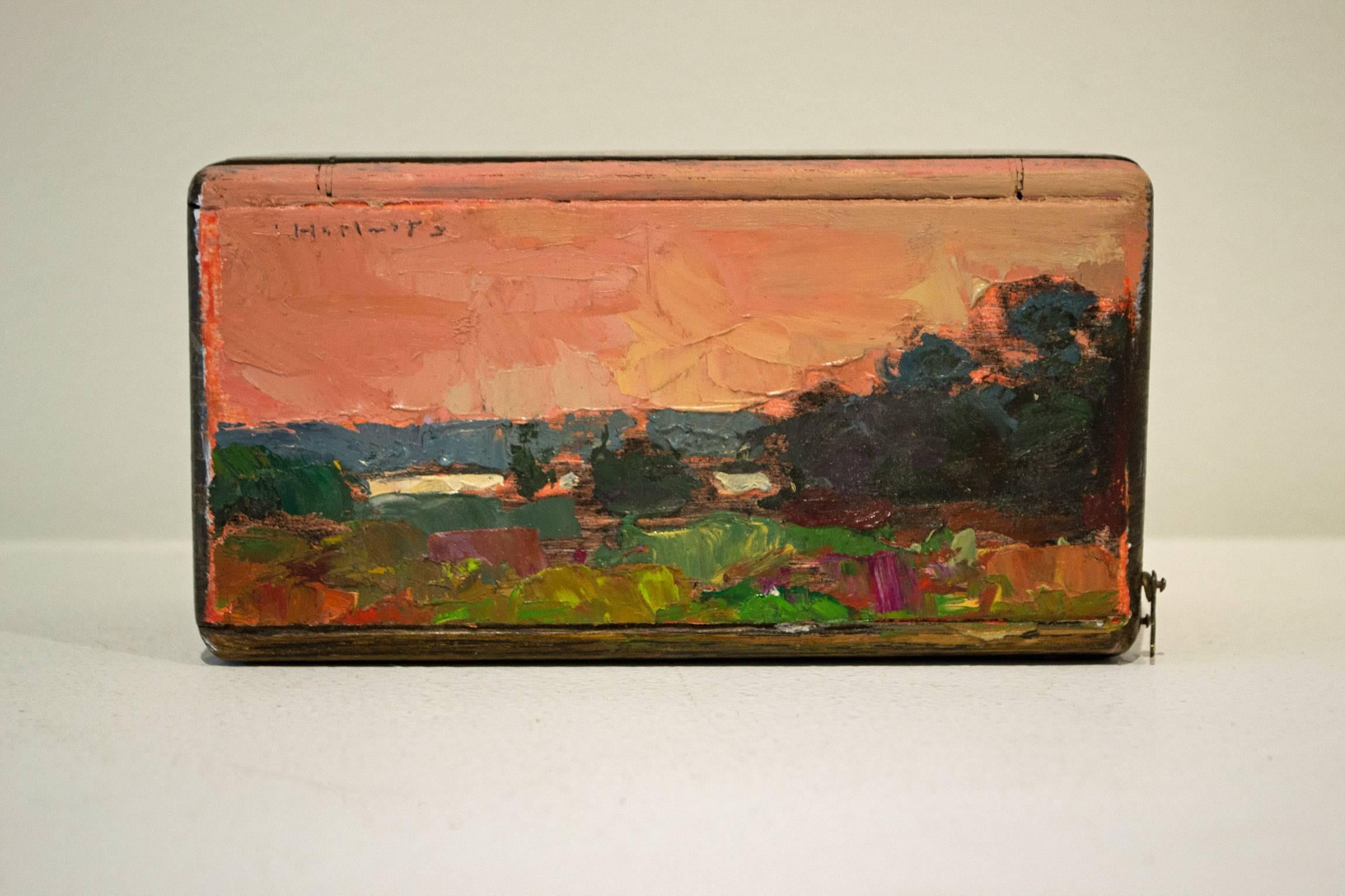 Larry Horowitz Landscape Painting - Sunset Sewing box