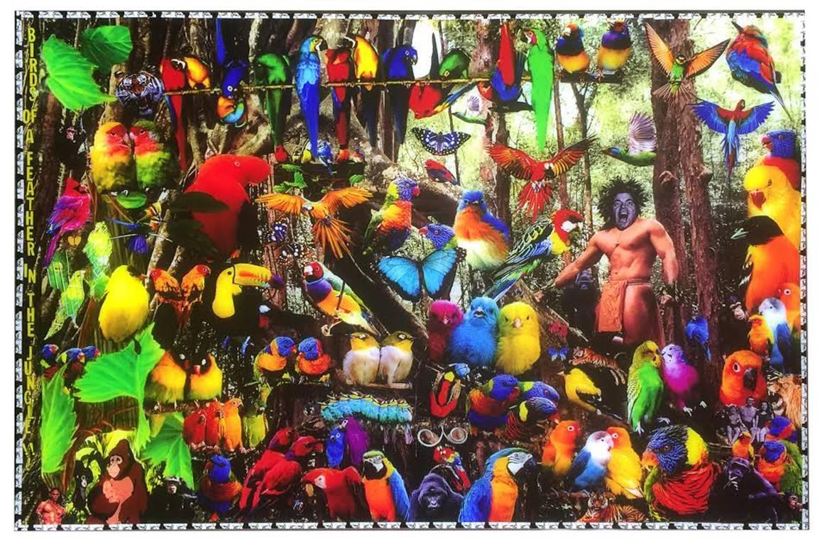 DJ Leon Figurative Print - Birds of a Feather in the Jungle