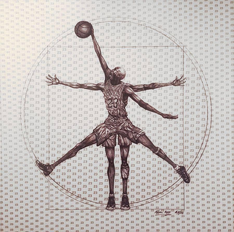 Keng Lau Figurative Print - Vitruvian Athlete Basketball