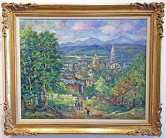 Post Impressionist landscape painting by Bela Mayer Reminiscences of Hungary