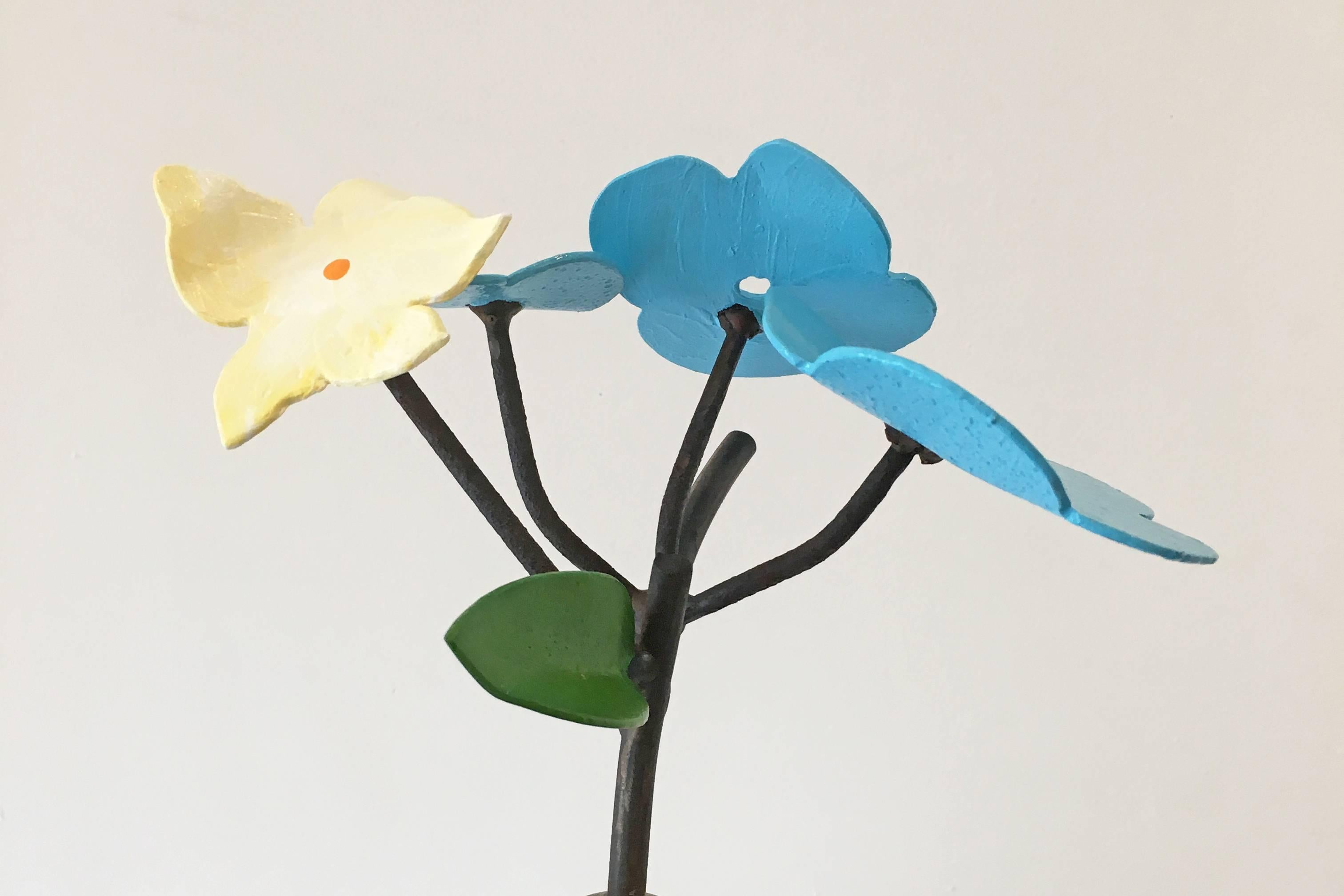 Blue Flowers - Realist Sculpture by David Kimball Anderson