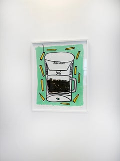 Bold, Mint Green, Pop Art Print 'Mr. Coffee with Fries' by Katherine Bernhardt