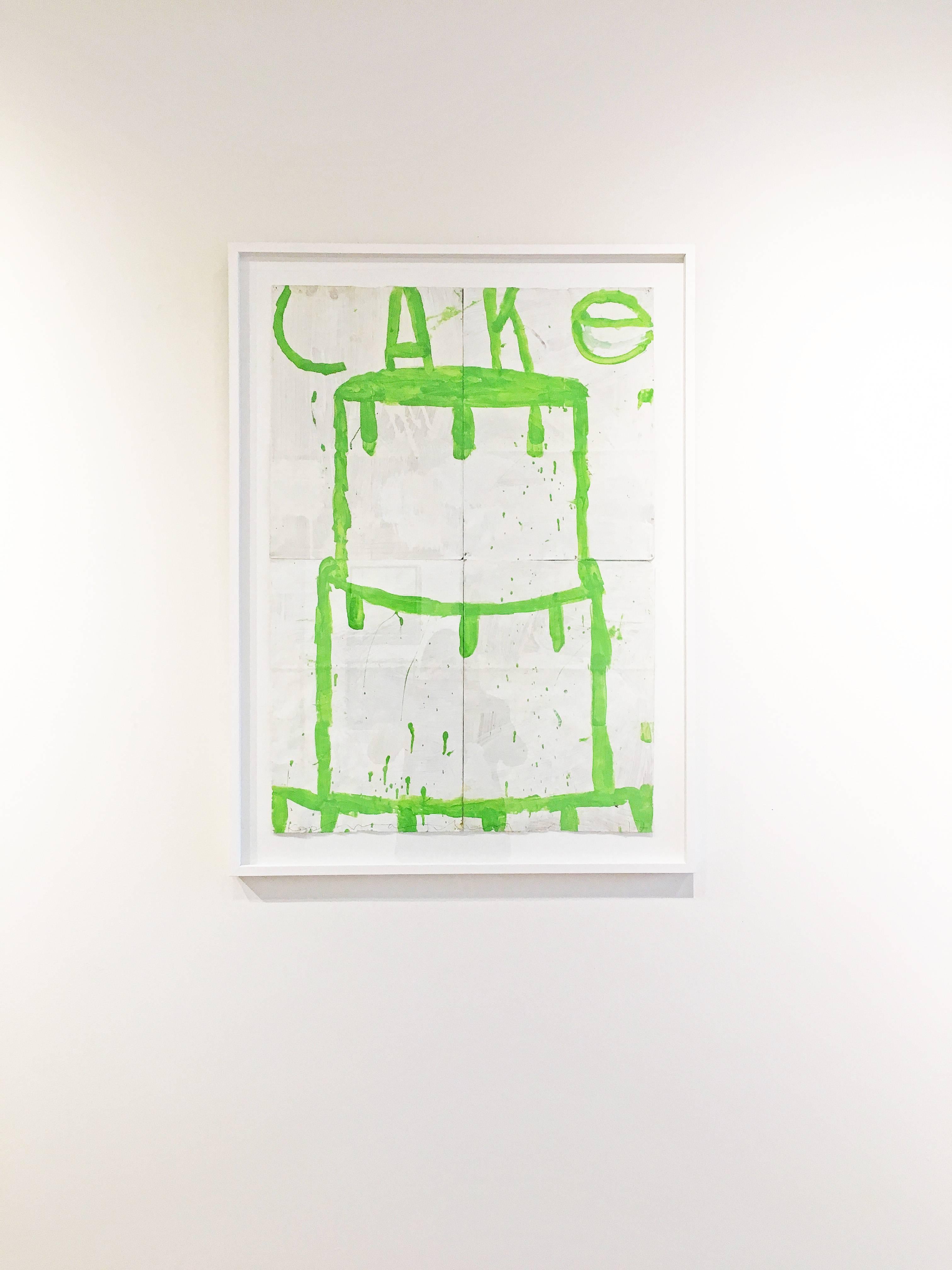 Mixed media painting of cake, Gary Komarin, Cake (Lime on White) 2