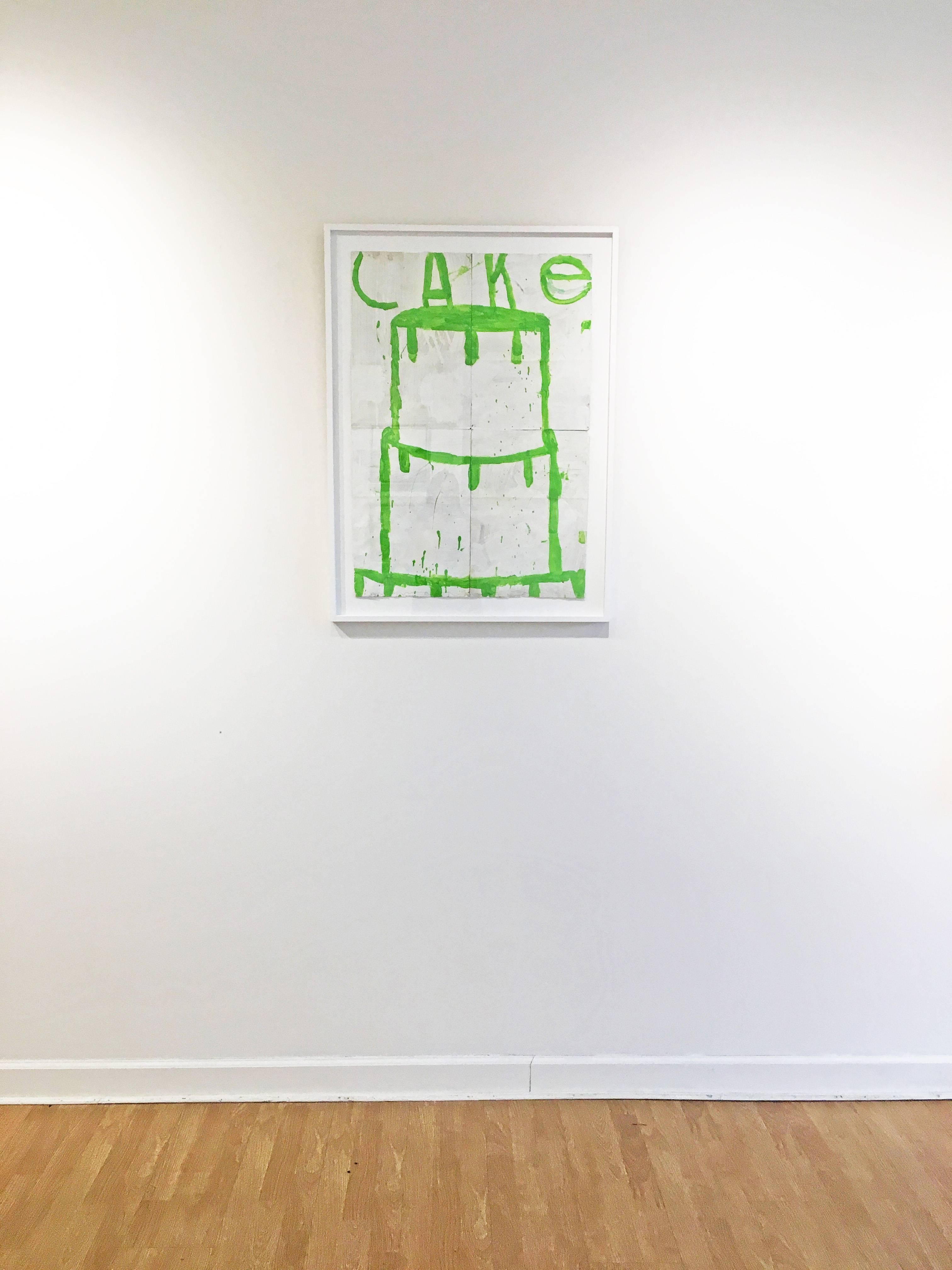 Mixed media painting of cake, Gary Komarin, Cake (Lime on White) 3