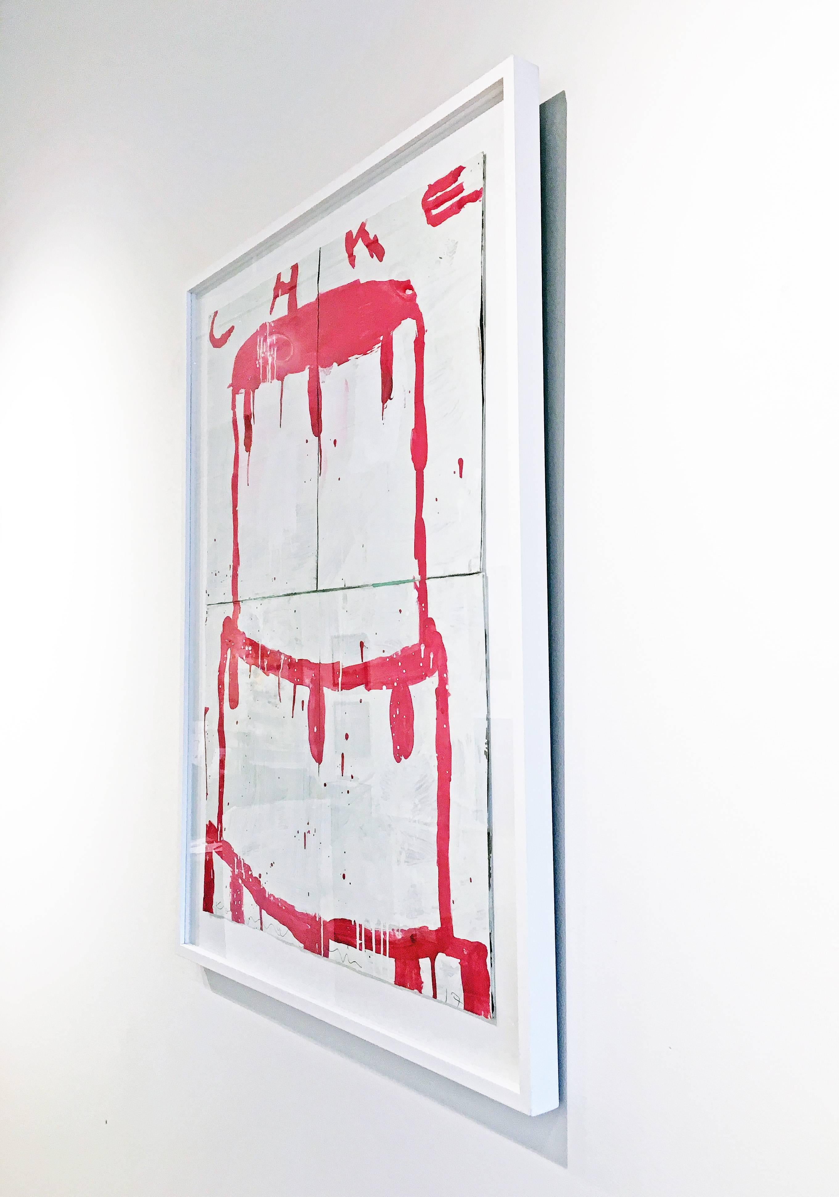 Mixed media painting of cake, Gary Komarin, Cake (Raspberry on White) 1