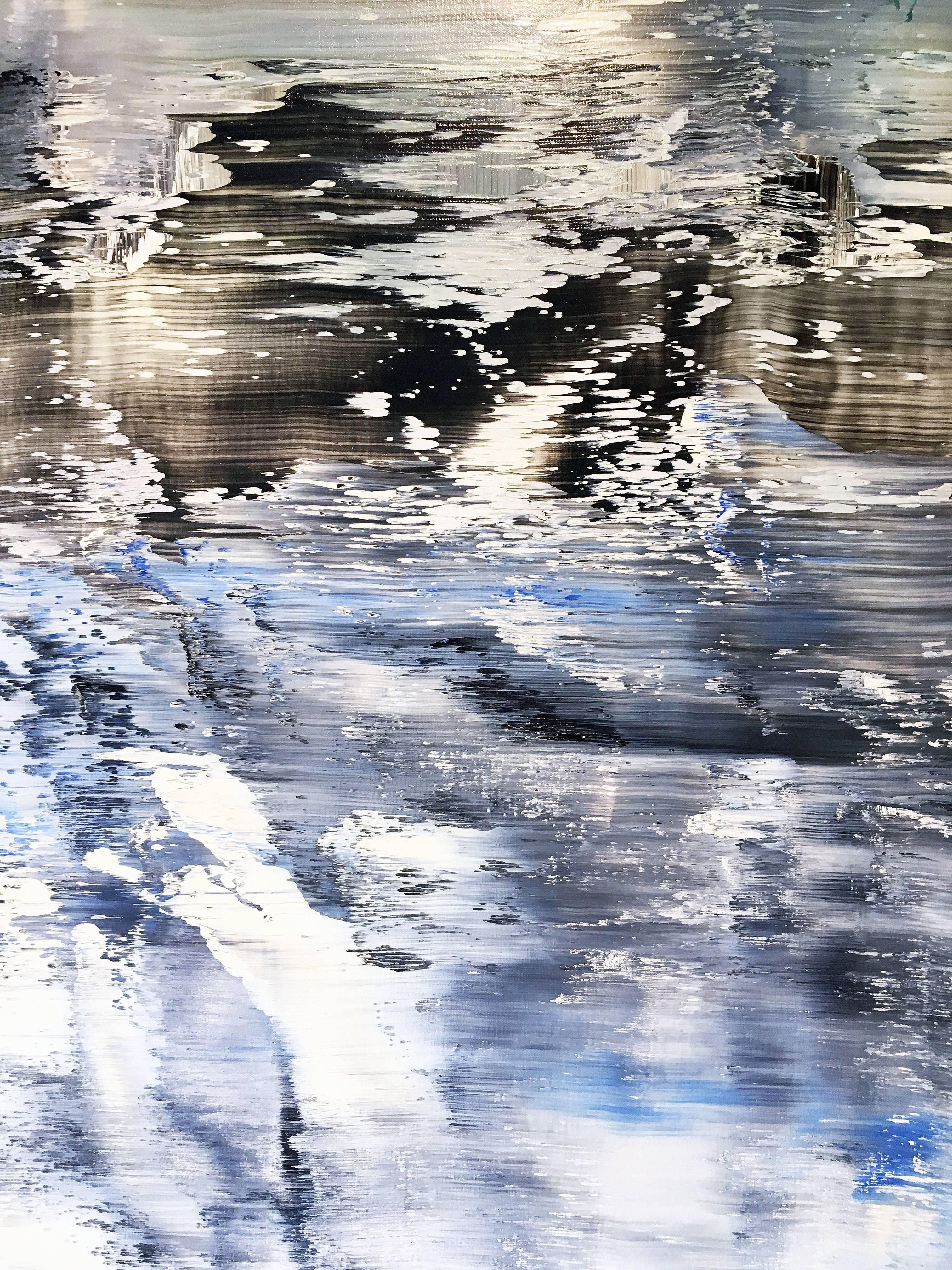 Ice - Gray Abstract Painting by Antonio Carreno