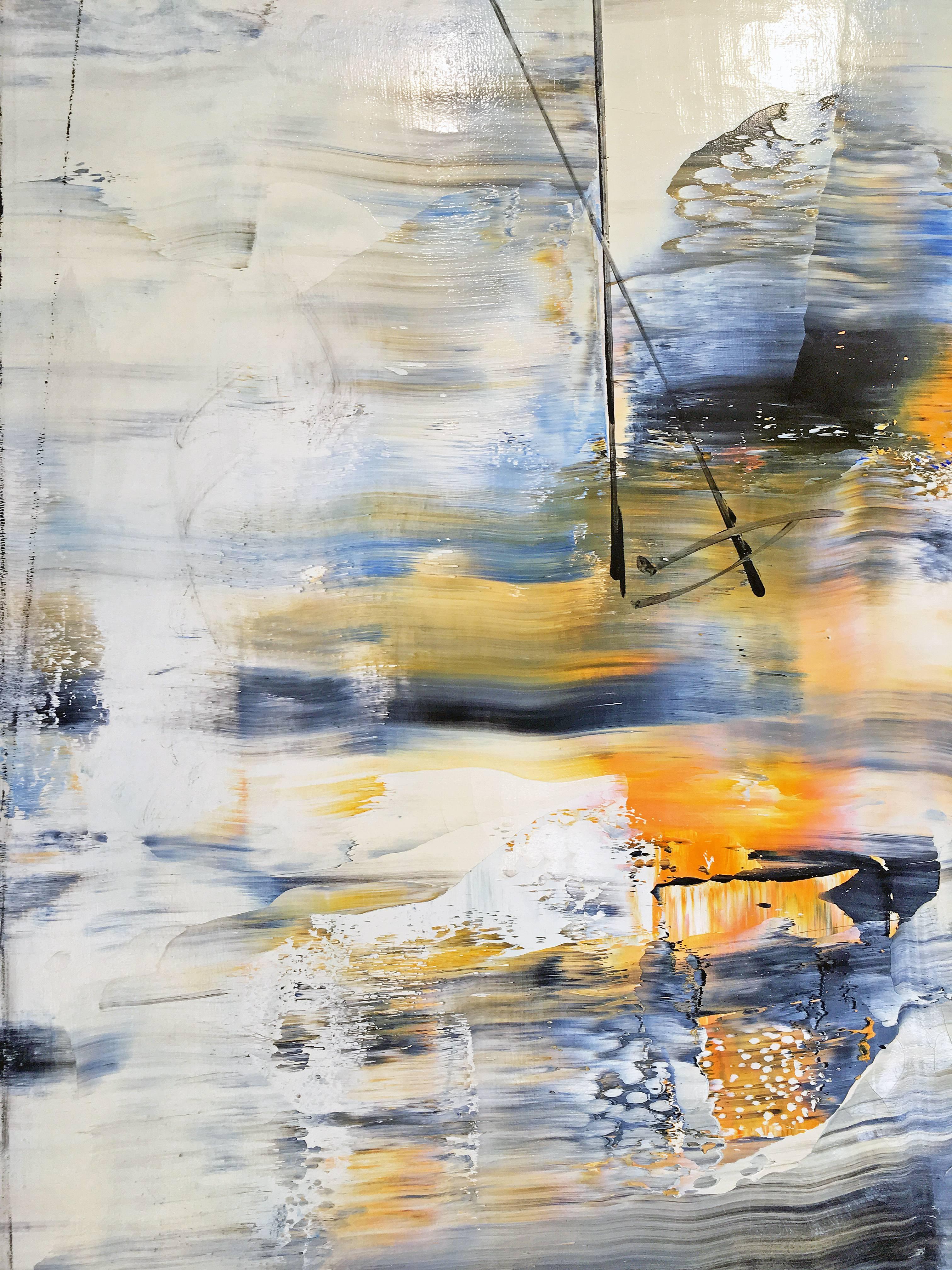 Still Rising - Beige Abstract Painting by Antonio Carreno