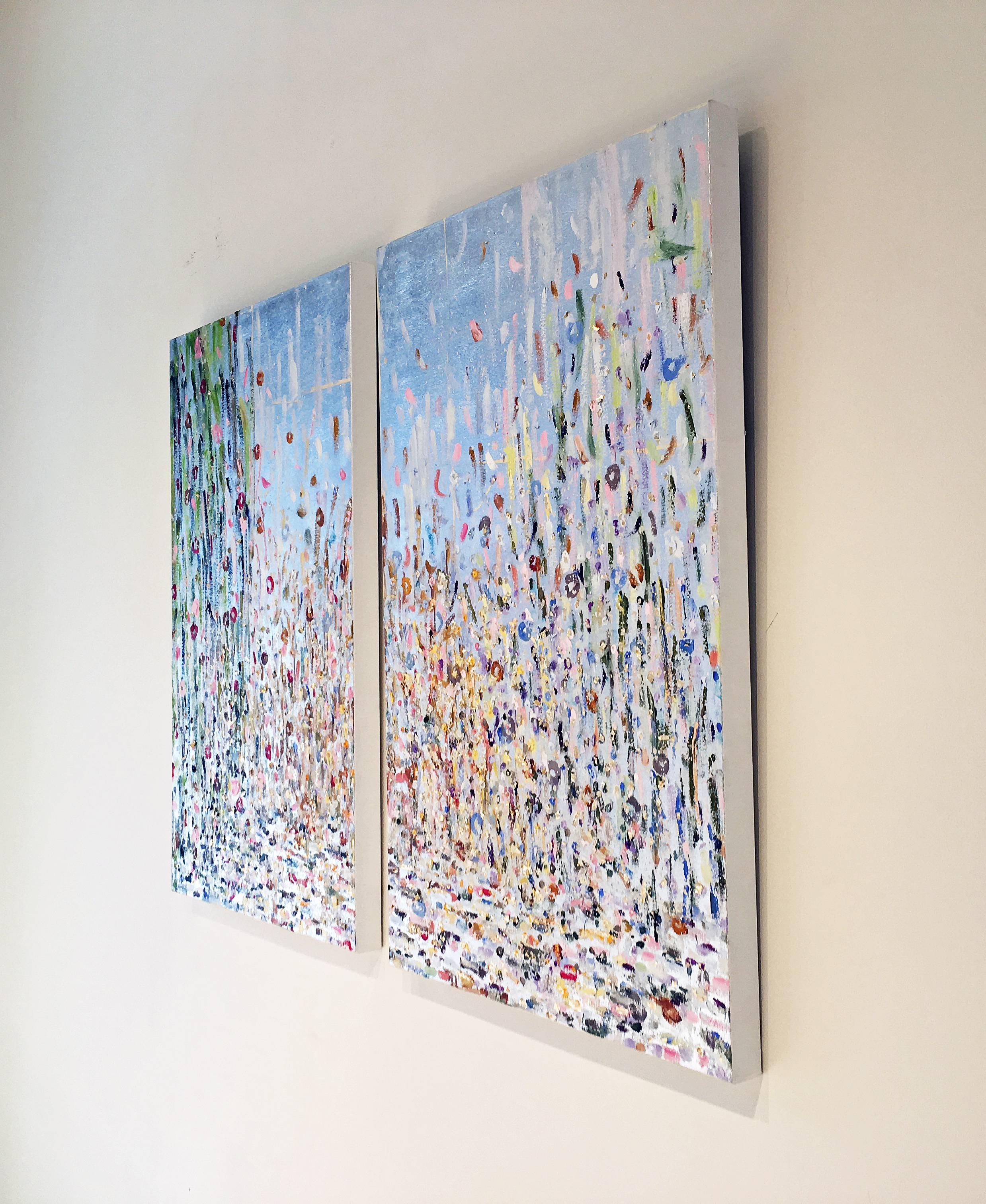 Silver leaf oil painting, Michelle Sakhai, East Meets West Part I & II (Diptych) 3