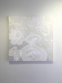 Nature morte, peinture au mica, Catherine Howe, tulipe