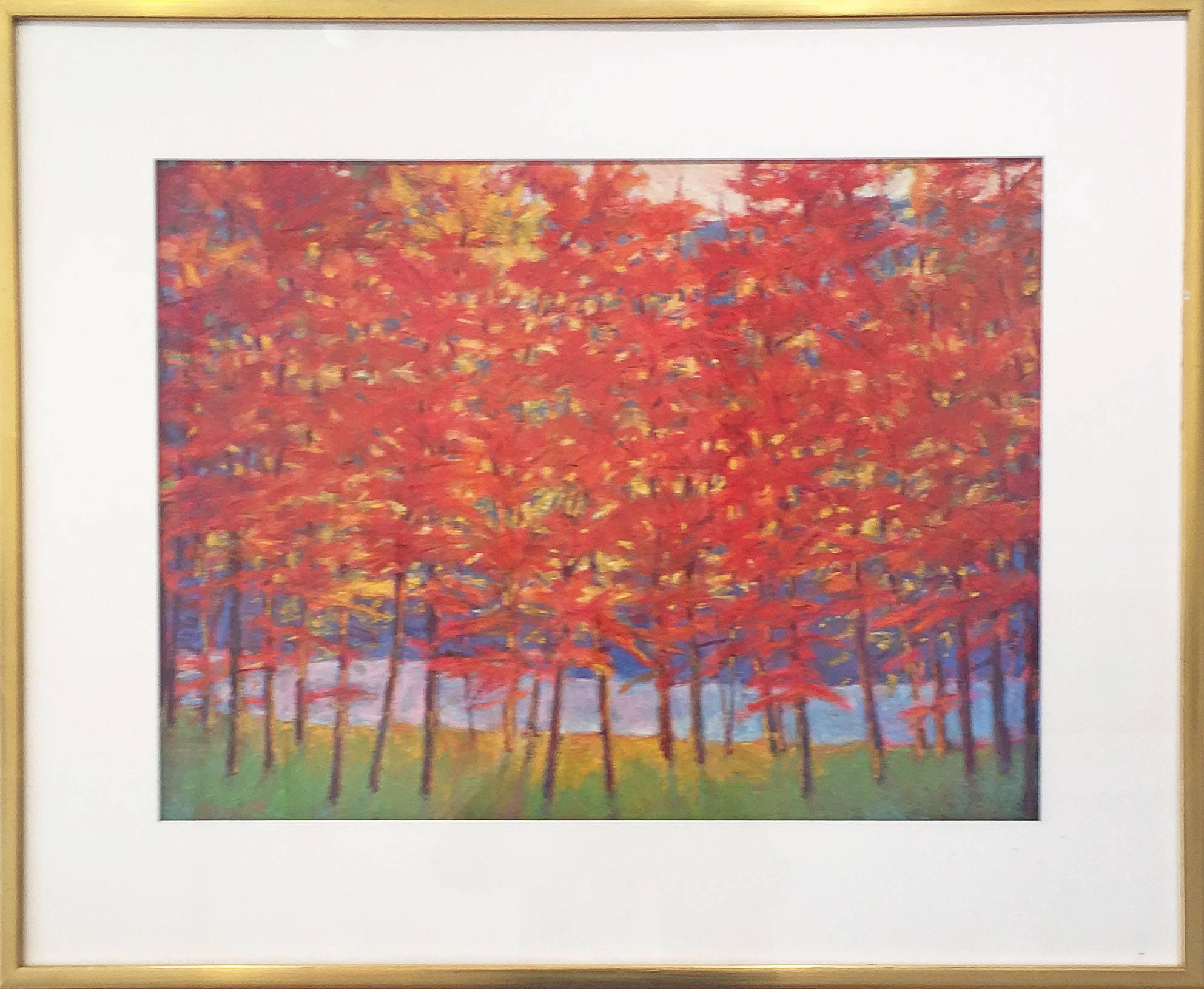 Red Wall at the Lake - Painting by Ken Elliott