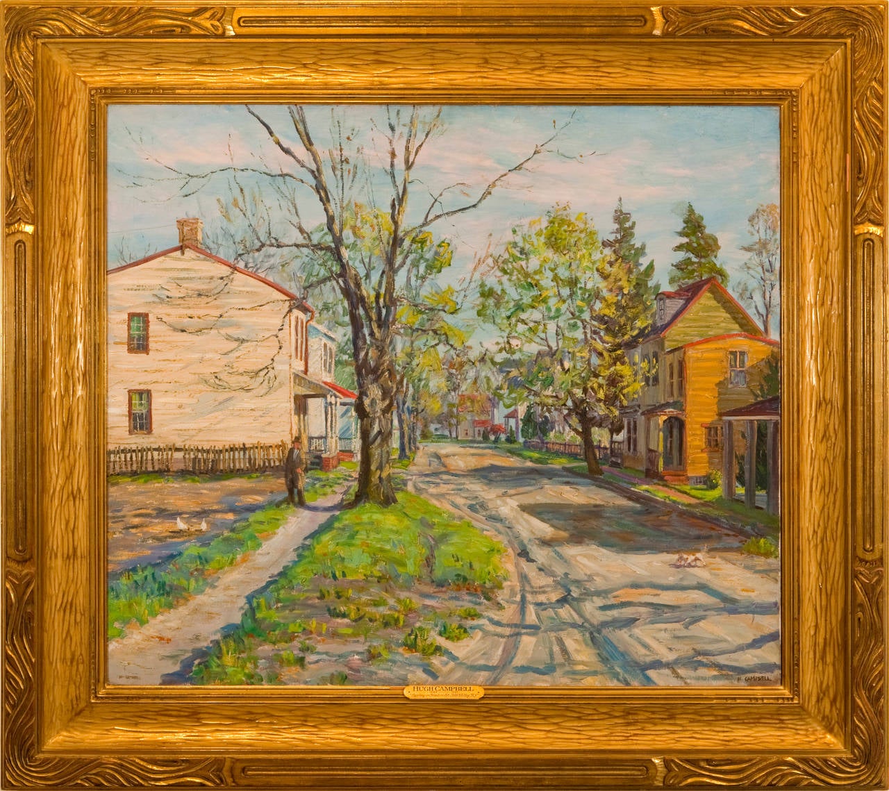 Hugh Campbell Landscape Painting - "Spring on Risdon Street, Mt. Holly, NJ"