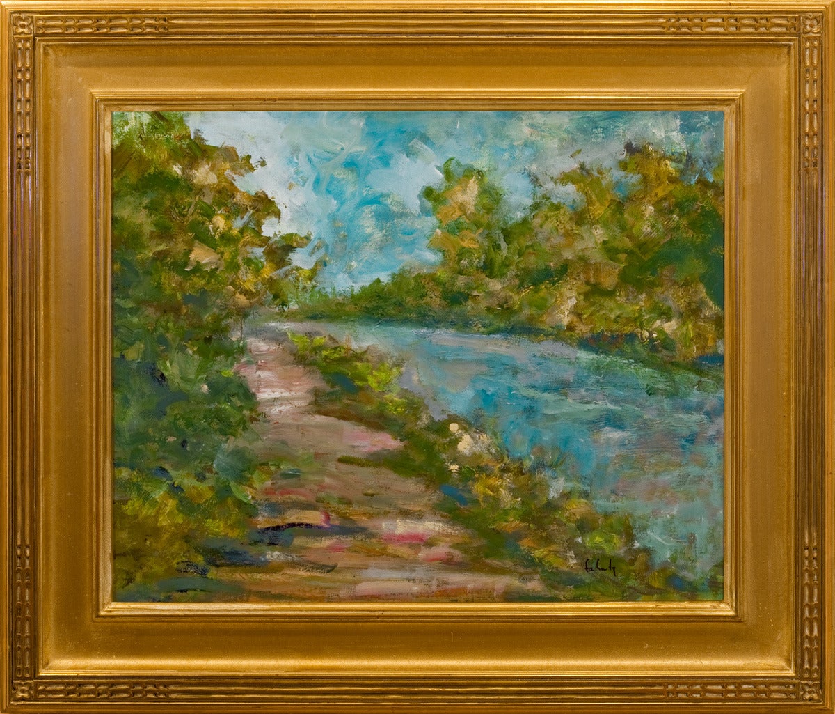 Evelyn Faherty Landscape Painting - "Along the Towpath"