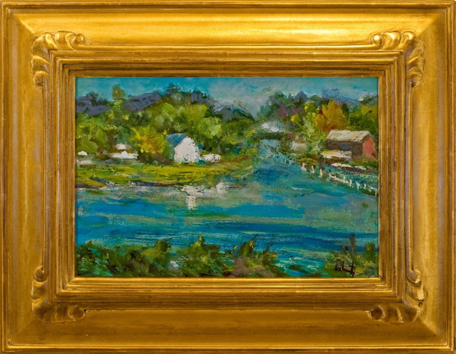 Evelyn Faherty Landscape Painting - "Canal House, Lumberville"