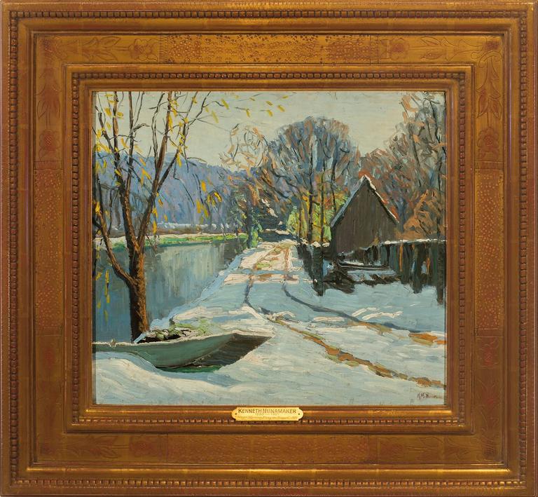 Kenneth R. Nunamaker Landscape Painting - "Winter Morning Along the Towpath"