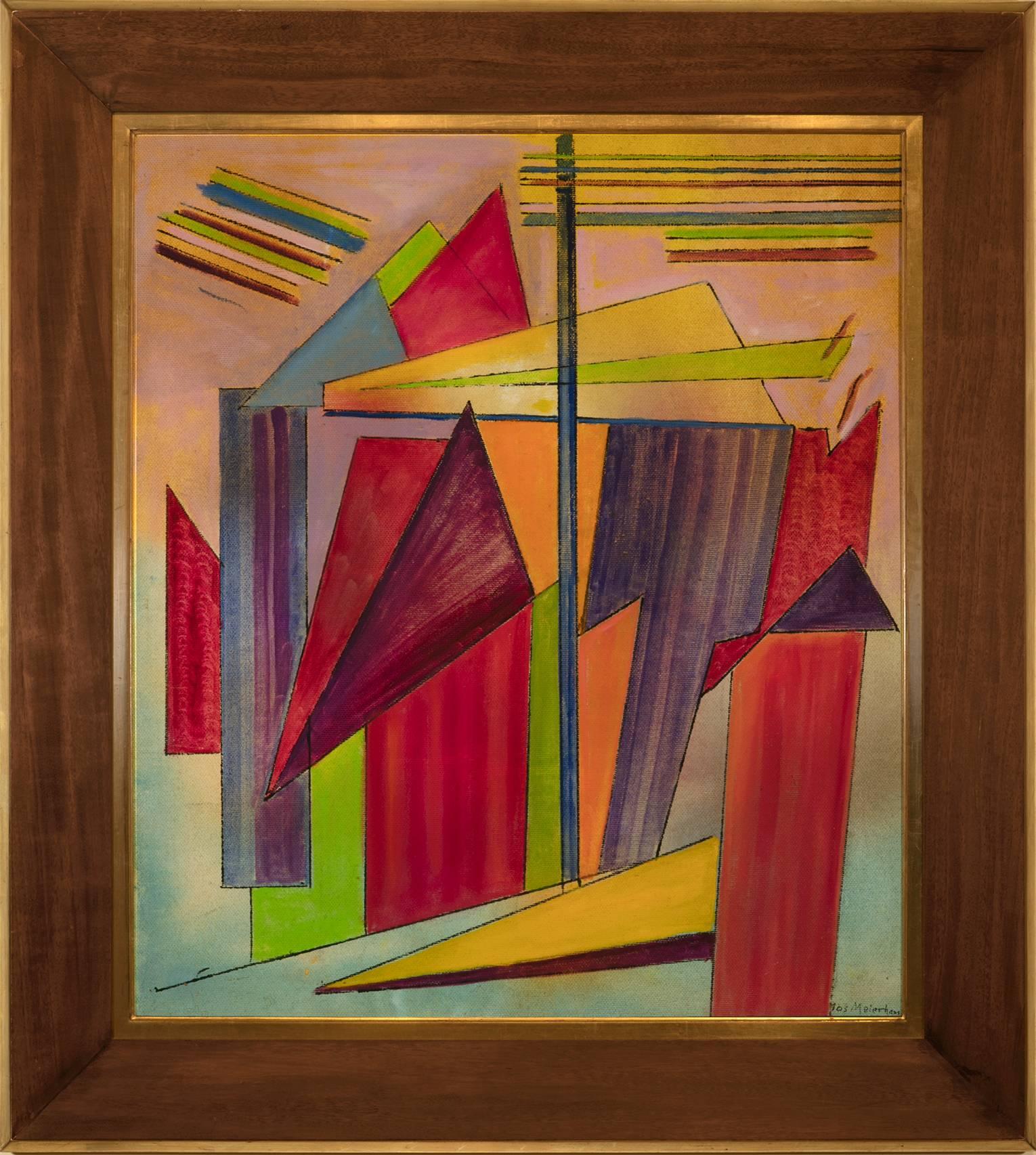 Abstract Painting Joseph Meierhans - "Arc-en-ciel géométrique"