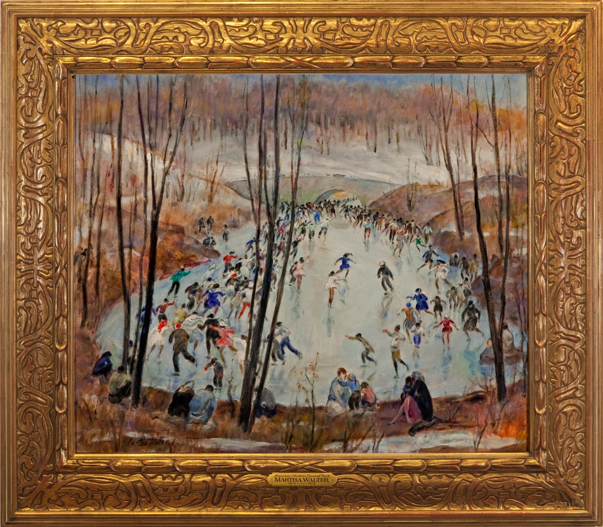 Martha Walter Figurative Painting – „Sunday Skaters, Central Park“