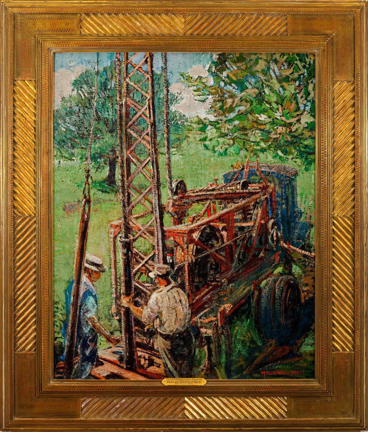 Mary Elizabeth Price Landscape Painting - "Welldiggers from Titusville"