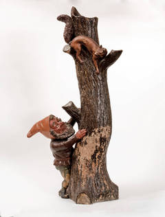 Tree Trunk with Gnome & Squirrel