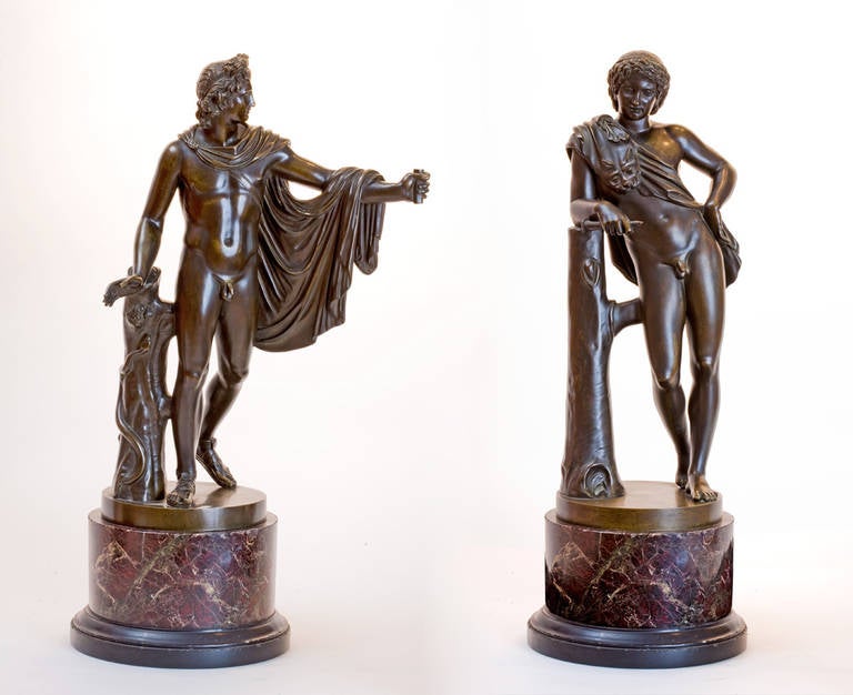 Chiapparelli Figurative Sculpture - Pair of Figural Bronzes