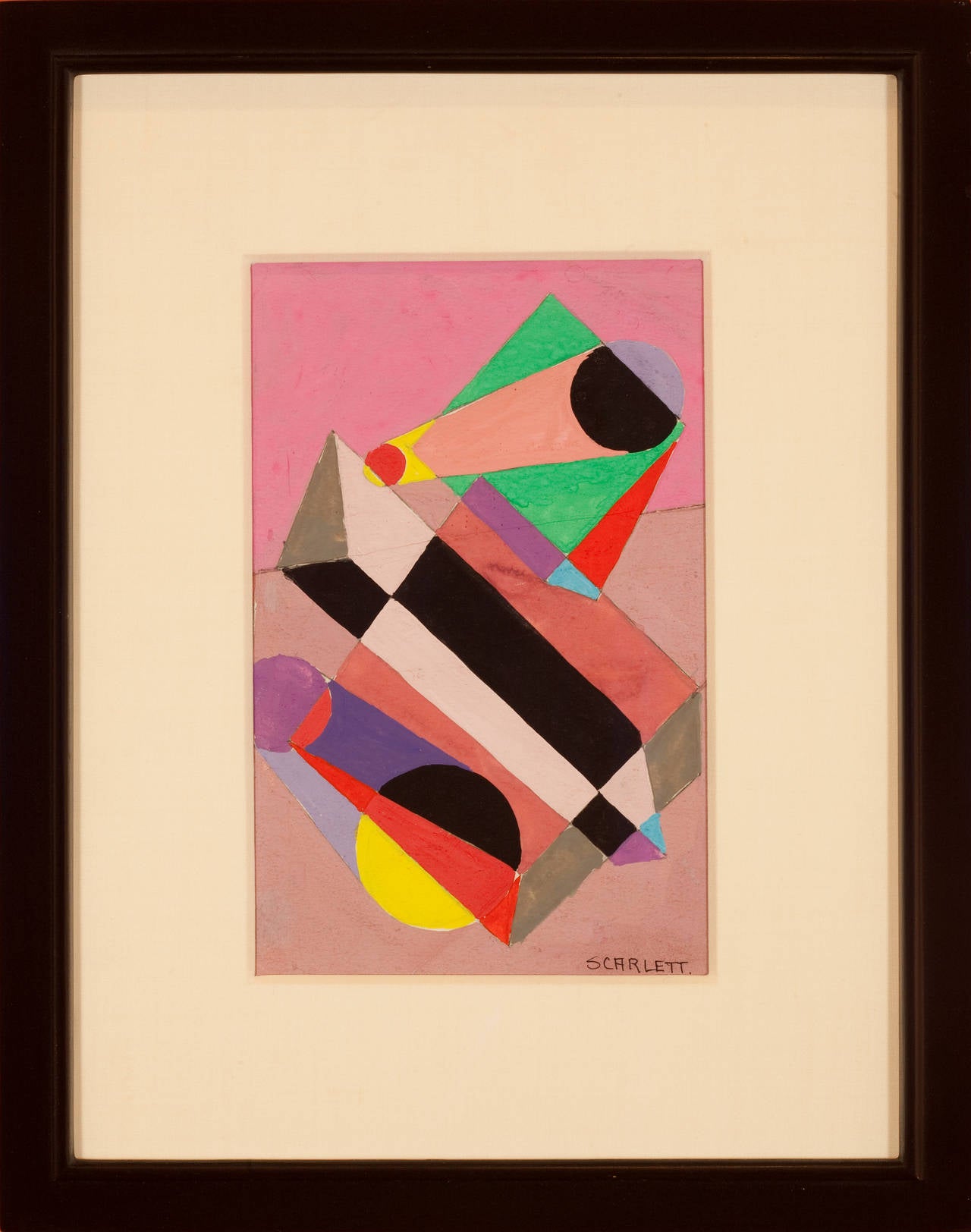 Rolph Scarlett Abstract Painting - "Study in Pink and Black"