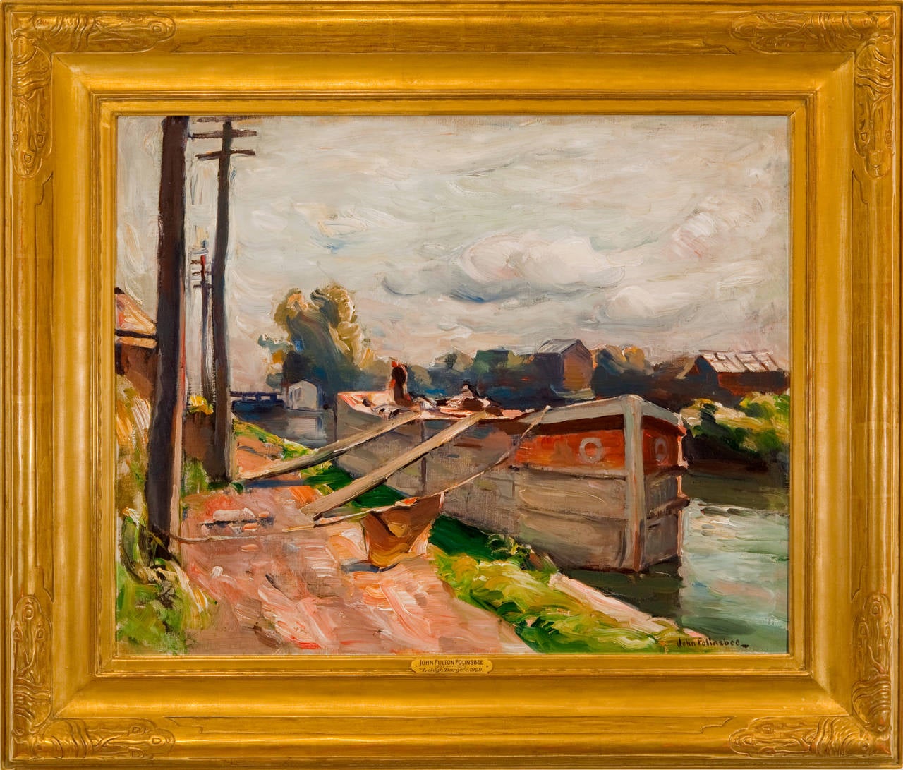 John Fulton Folinsbee Landscape Painting - "Lehigh Barge"