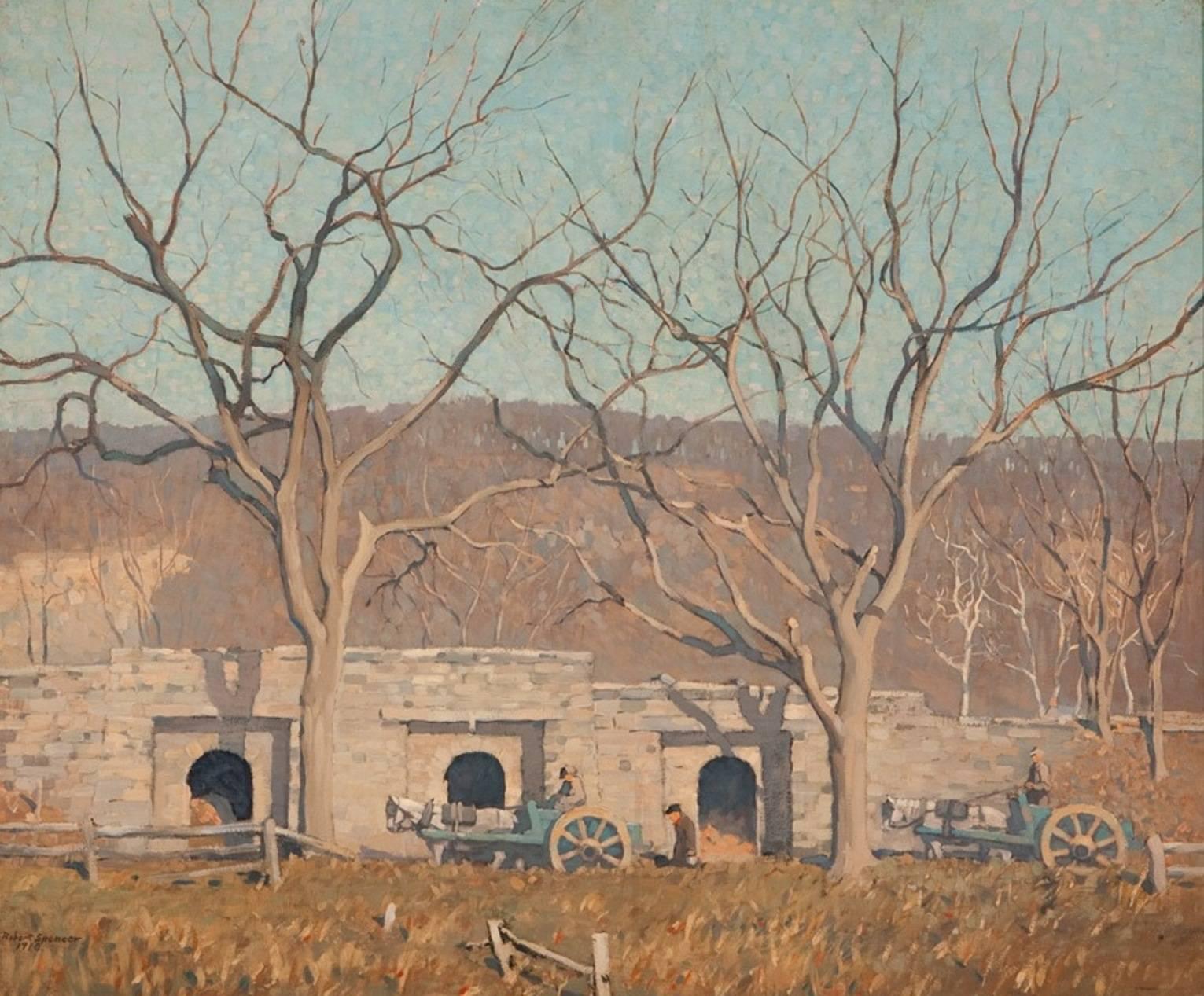 Lime Kilns, Point Pleasant - Painting by Robert Spencer