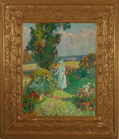 Antique "In Her Flower Garden"