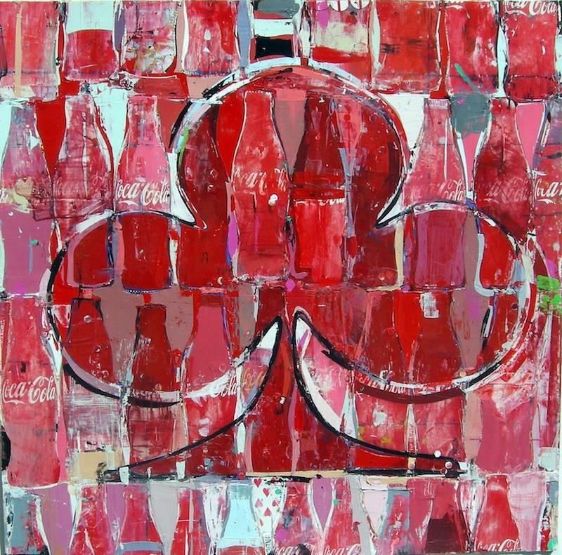 The Regal Clover / Coke Work original Pop Art iconic bold RED painting - Mixed Media Art by Kim Frohsin