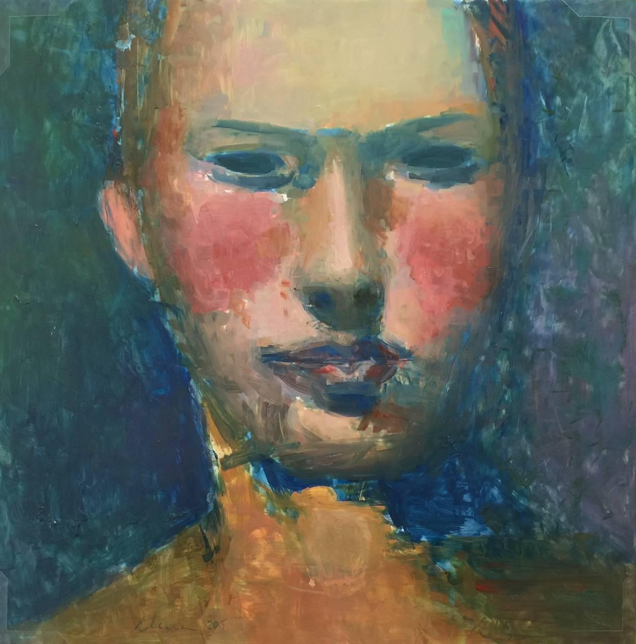 Elena Zolotnitsky Portrait Painting - Head / Woman's head mixed media oil painting 