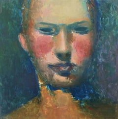 Head / Woman's head mixed media oil painting