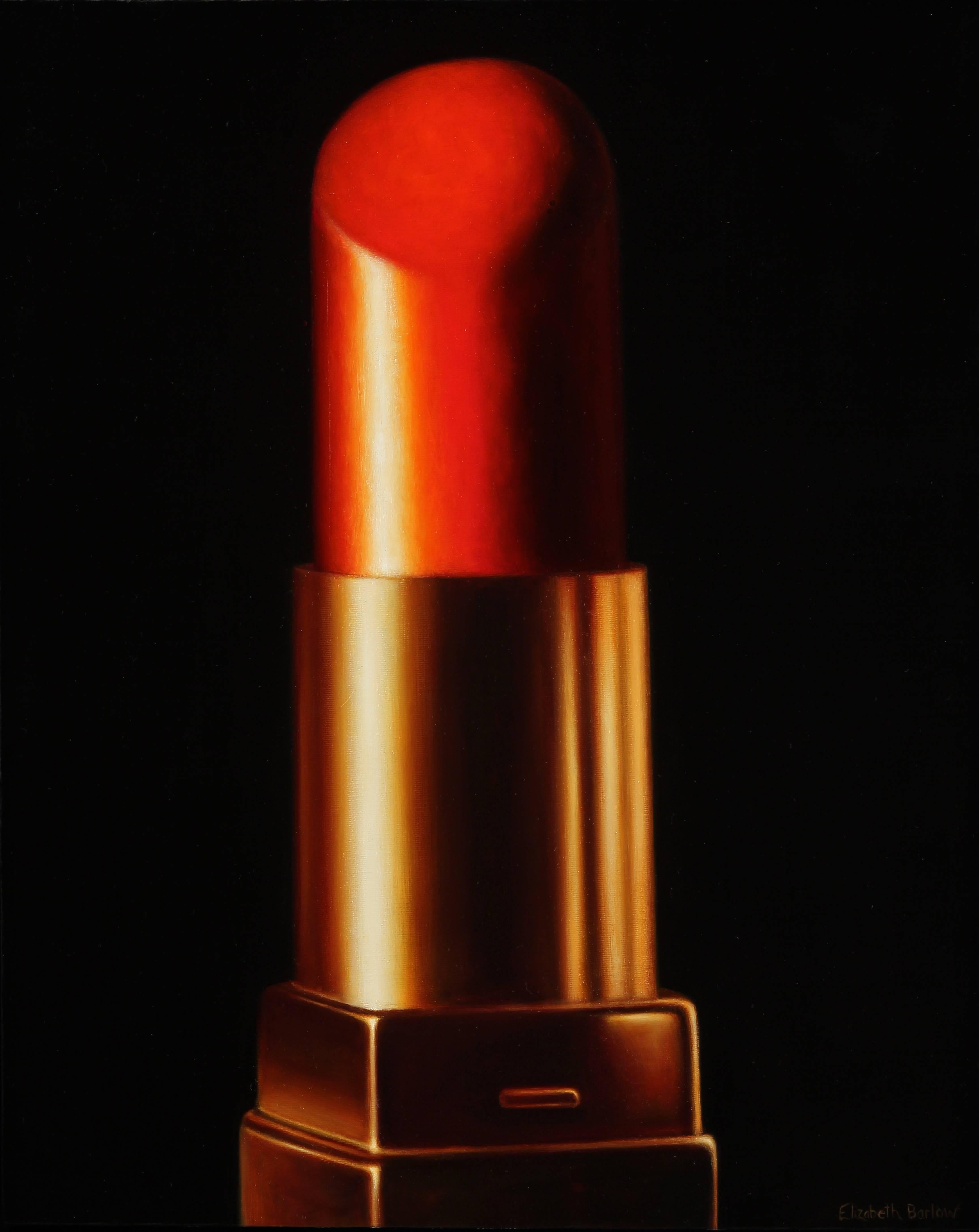 Elizabeth Barlow Still-Life Painting - Warpaint - glamorous red lipstick, oil on canvas