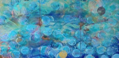 The Dreamers of the Dreams / acrylic and resin on canvas - blue triptych
