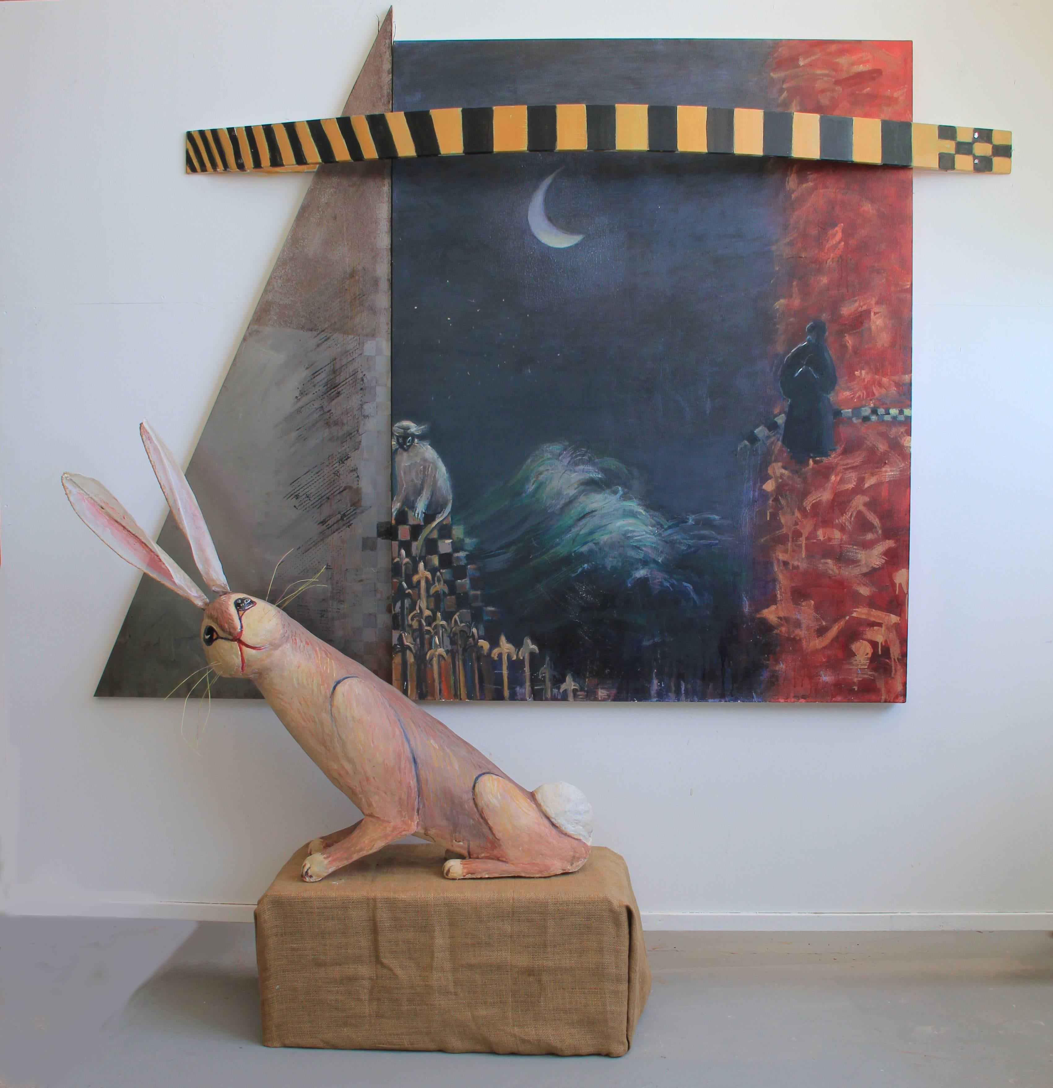Elaine Badgley Arnoux Still-Life Sculpture - Fables No. 1: Silk and Steel series - mixed media painting and sculpture