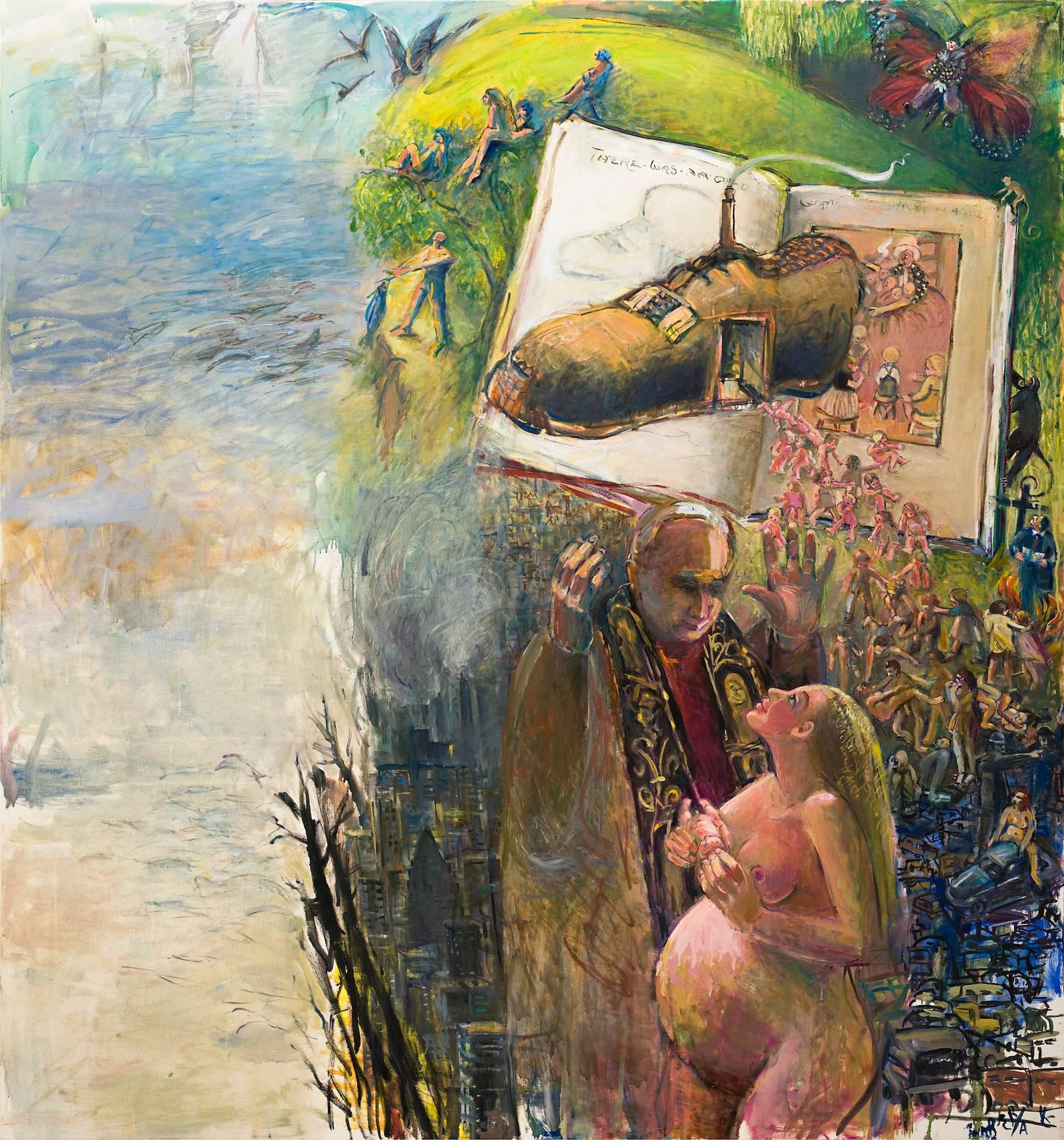 Elaine Badgley Arnoux Nude Painting – Es gab eine alte Frau, die in einem Schuh lebte